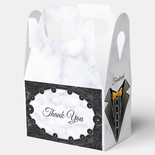 Opulente witte en zwarte bollen bedankdoosjes (Geopend)