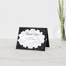 Opulente witte en zwarte bollen bedankkaart