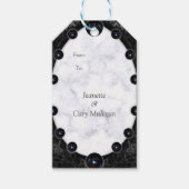 Opulente witte en zwarte bollen cadeaulabel (Voorkant)