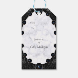 Opulente witte en zwarte bollen cadeaulabel