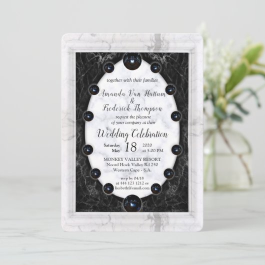 Opulente witte en zwarte bollen kaart (Staand voorkant)