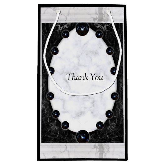 Opulente witte en zwarte bollen klein cadeauzakje (Achterkant)