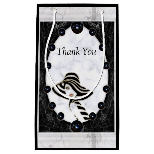 Opulente witte en zwarte bollen klein cadeauzakje (Voorkant)