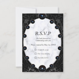 Opulente witte en zwarte bollen RSVP kaartje