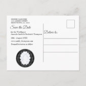 Opulente witte en zwarte marmer + bollen aankondigingskaart (Achterkant)