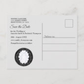 Opulente witte en zwarte marmer + bollen aankondigingskaart (Achterkant)