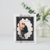 Opulente witte en zwarte marmer + bollen aankondigingskaart (Staand voorkant)