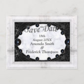 Opulente witte en zwarte marmer + bollen aankondigingskaart (Voorkant)