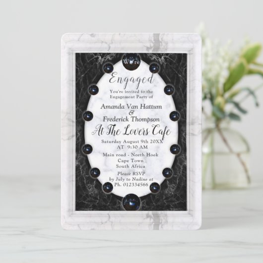 Opulente witte en zwarte marmer + bollen kaart (Staand voorkant)