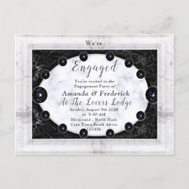 Opulente witte en zwarte marmer + bollen uitnodiging briefkaart