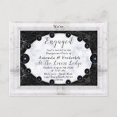 Opulente witte en zwarte marmer + bollen uitnodiging briefkaart (Voorkant)