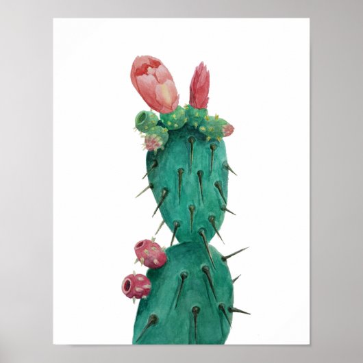 Opuntia in waterverven poster (Voorkant)