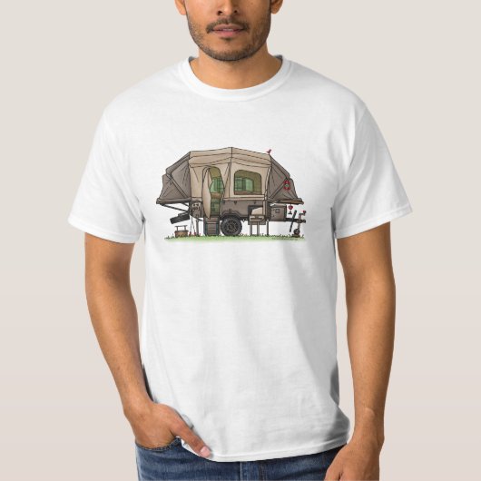 Opus 4 Pop naar RV happy camper keramische siervoo T-shirt (Voorkant)
