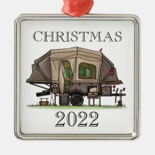 Opus 4 Pop omhoog Camper RV happy camper Metal Orm Metalen Ornament