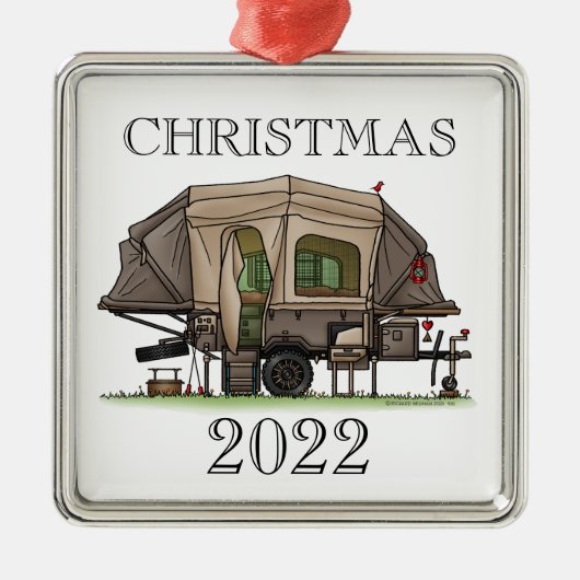 Opus 4 Pop omhoog Camper RV happy camper Metal Orm Metalen Ornament (Voorkant)