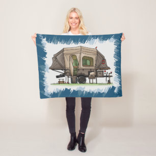 Opus 4 Pop omhoog RV gelukkige camper Fleece Deken