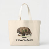 Opus 4 Pop op Camper RV happy camper Grote Tote Bag (Voorkant)