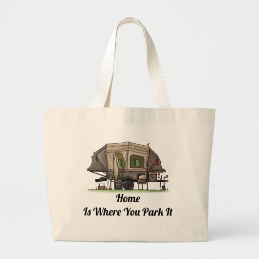 Opus 4 Pop op Camper RV happy camper Grote Tote Bag (Voorkant)