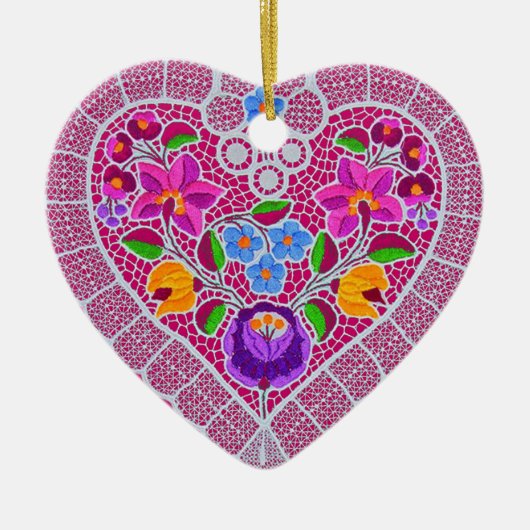 OPUS CHANGEABLE Lace Heart Keramisch Ornament (Voorkant)
