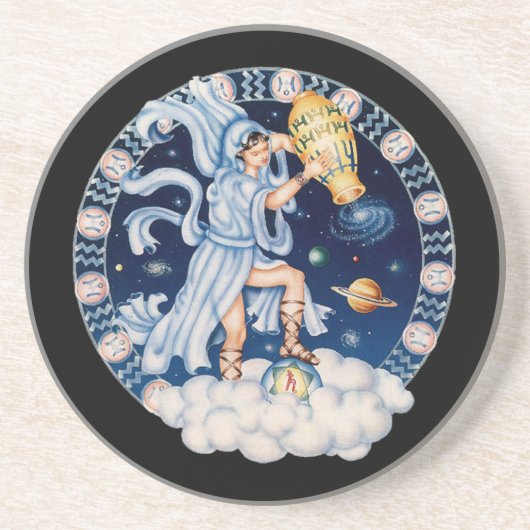 OPUS CHANGEABLE Zodiac Aquarius Zandsteen Onderzetter (Voorkant)