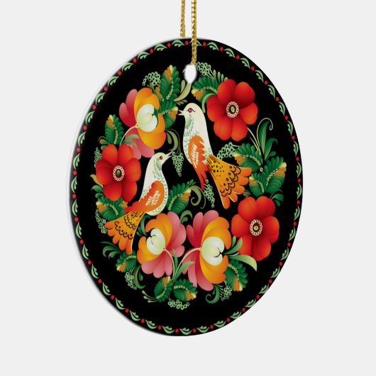 OPUS Hongaarse Bloem en vogel Keramisch Ornament (Rechts)