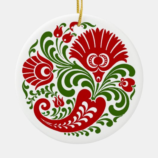 OPUS Hongaarse Paprika Flower Embroidery Keramisch Ornament (Voorkant)
