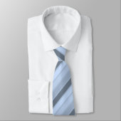 OPUS Light Steel Blue diagonaal gestreept Stropdas (Gebonden)