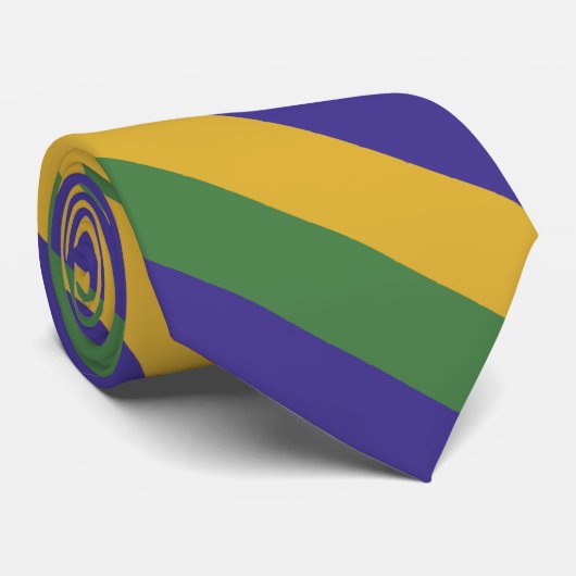 OPUS Mardi Gras Diagonal Striped Stropdas (Opgerold)