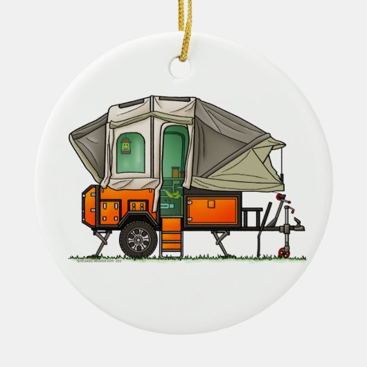 Opus Pop op Camper RV happy camper Keramisch Ornament (Voorkant)