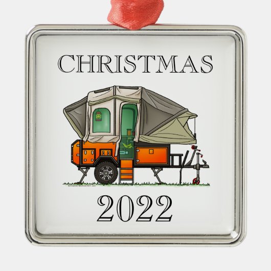 Opus Pop op Camper RV happy camper Metal Ornament (Voorkant)