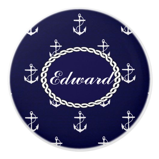 Opus Posh Anchor Nautical Custom Keramische Knop (Voorkant)