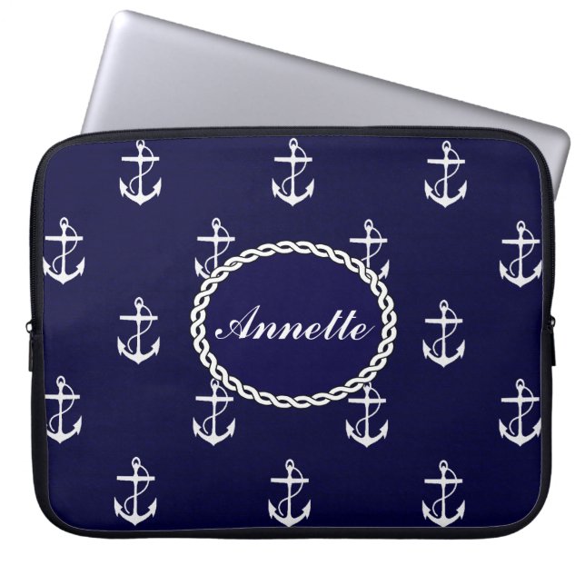 Opus Posh Anchor Nautical Custom Laptop Sleeve (Voorkant)