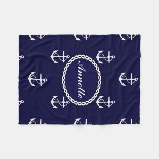 Opus Posh Anchor Nautical Personalized Fleece Deken (Voorkant (Horizontaal))