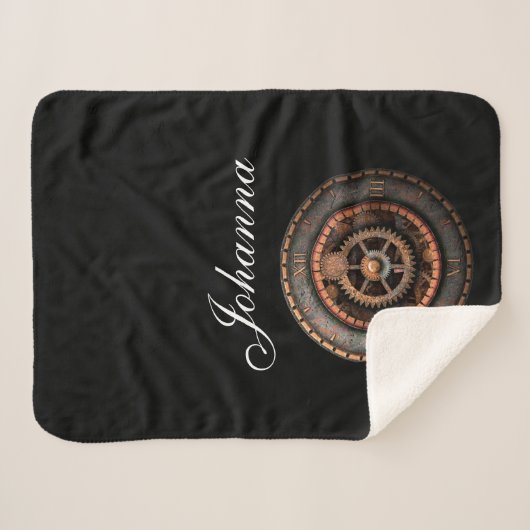 Opus Posh Steampunk Gears Sherpa Deken (Voorkant (horizontaal))