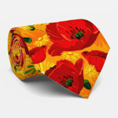OPUS Red Poppies Stropdas (Opgerold)