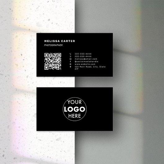 Opvallen! | Eenvoudige QR-code & Logo | Zwart | Mi Visitekaartje