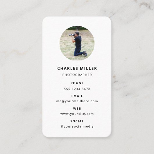 Opvallen in stijl! Moderne minimalistische fotogra Visitekaartje (Voorkant)