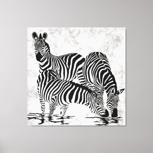 Opvallend 3 Zebras Canvas Afdruk (Voorkant)