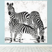 Opvallend 3 Zebras Canvas Afdruk (Insitu (Houten vloer))