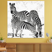Opvallend 3 Zebras Canvas Afdruk (Insitu (Woonkamer))