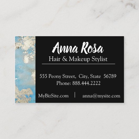 * Opvallend Abstract zwarte Waterverf Silver Visitekaartje (Achterkant)