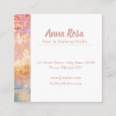 * Opvallend Abstracte Waterverf Gold Blue Roze Vierkante Visitekaartje (Achterkant)