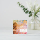 * Opvallend Abstracte Waterverf Gold Blue Roze Vierkante Visitekaartje (Staand voorkant)