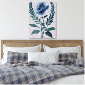 Opvallend blauw bloem schilderij canvas afdruk (Insitu (Slaapkamer))