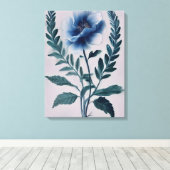 Opvallend blauw bloem schilderij canvas afdruk (Insitu (Houten vloer))