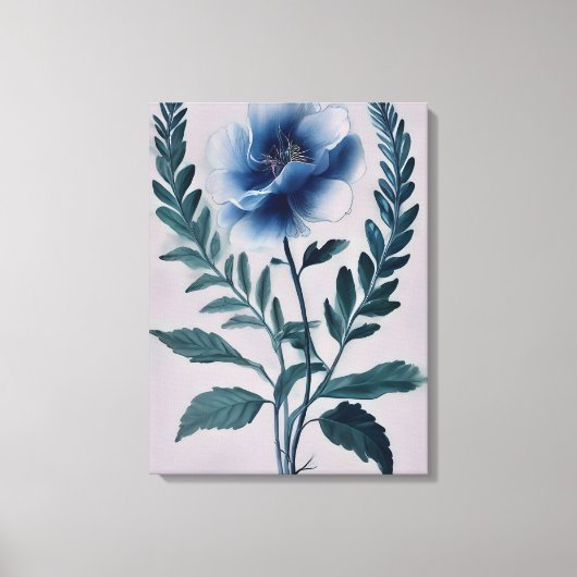 Opvallend blauw bloem schilderij canvas afdruk (Voorkant)