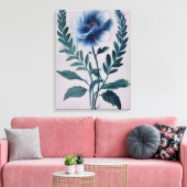 Opvallend blauw bloem schilderij canvas afdruk (Insitu (Woonkamer))