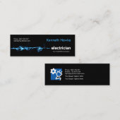 Opvallend blauw elektrisch bliksem-elektricien mini visitekaartje (Voorkant / Achterkant)