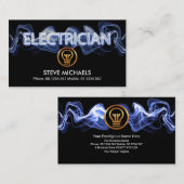 Opvallend blauw elektrisch bliksem-elektricien visitekaartje (Voorkant / Achterkant)