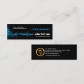 Opvallend blauw elektrisch lichtgolvende elektrici mini visitekaartje (Voorkant / Achterkant)